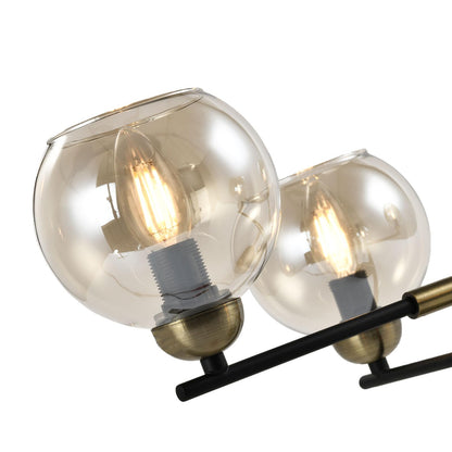 LQWELL® Chandelier Industrial Ceiling Light, Modern Globe Glass Lampshade Chandelier E14 Kitchen Lamp Bedroom Lamp for Living Room Bedroom Kitchen, 4-Light, No Bulb