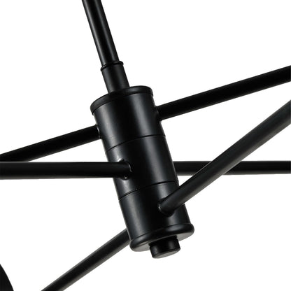 LQWELL® 6-Light E14 Chandelier, Industrial Chandelier, Modern Pendant Light Hanging Lamp for Living Room Bedroom Dining Room Hallway Cafes Bar Studio, Metal Ceiling Lamp, Matt Black