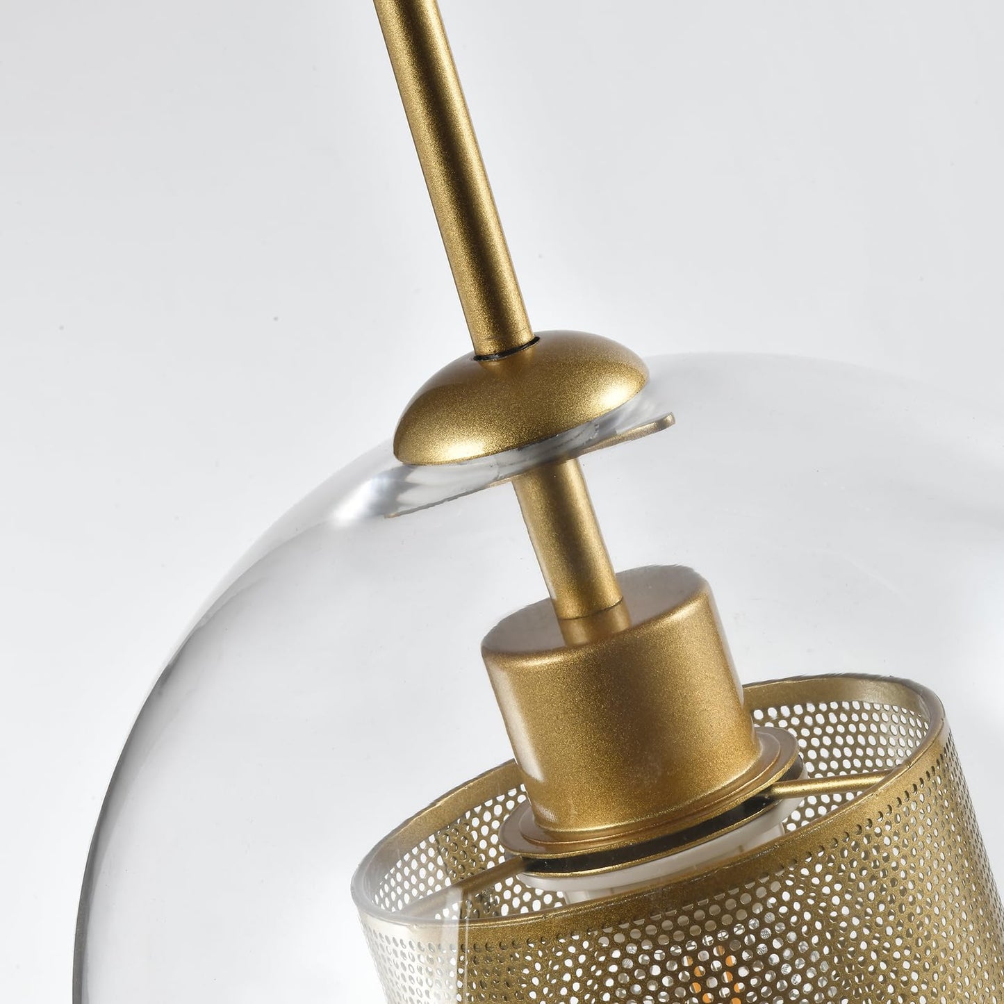 LQWELL® Globe Pendelleuchte E27 Hängeleuchte, Modern Mid Century Pendellampe Hängelampe Industrielle Kugelglas Lampenschirm für Küche Wohnzimmer Schlafzimmer Esszimmer, Metall Deckenlampe, Gold