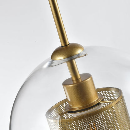 LQWELL® Globe Pendelleuchte E27 Hängeleuchte, Modern Mid Century Pendellampe Hängelampe Industrielle Kugelglas Lampenschirm für Küche Wohnzimmer Schlafzimmer Esszimmer, Metall Deckenlampe, Gold