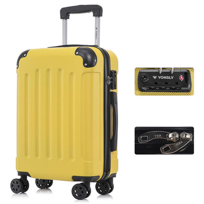 YONSLY® Premium Suitcase, TSA Lock, YKK Zipper Hardshell Luggage Trolley Cabin Suitcase Rolling Suitcase Hand Luggage 4 Wheels