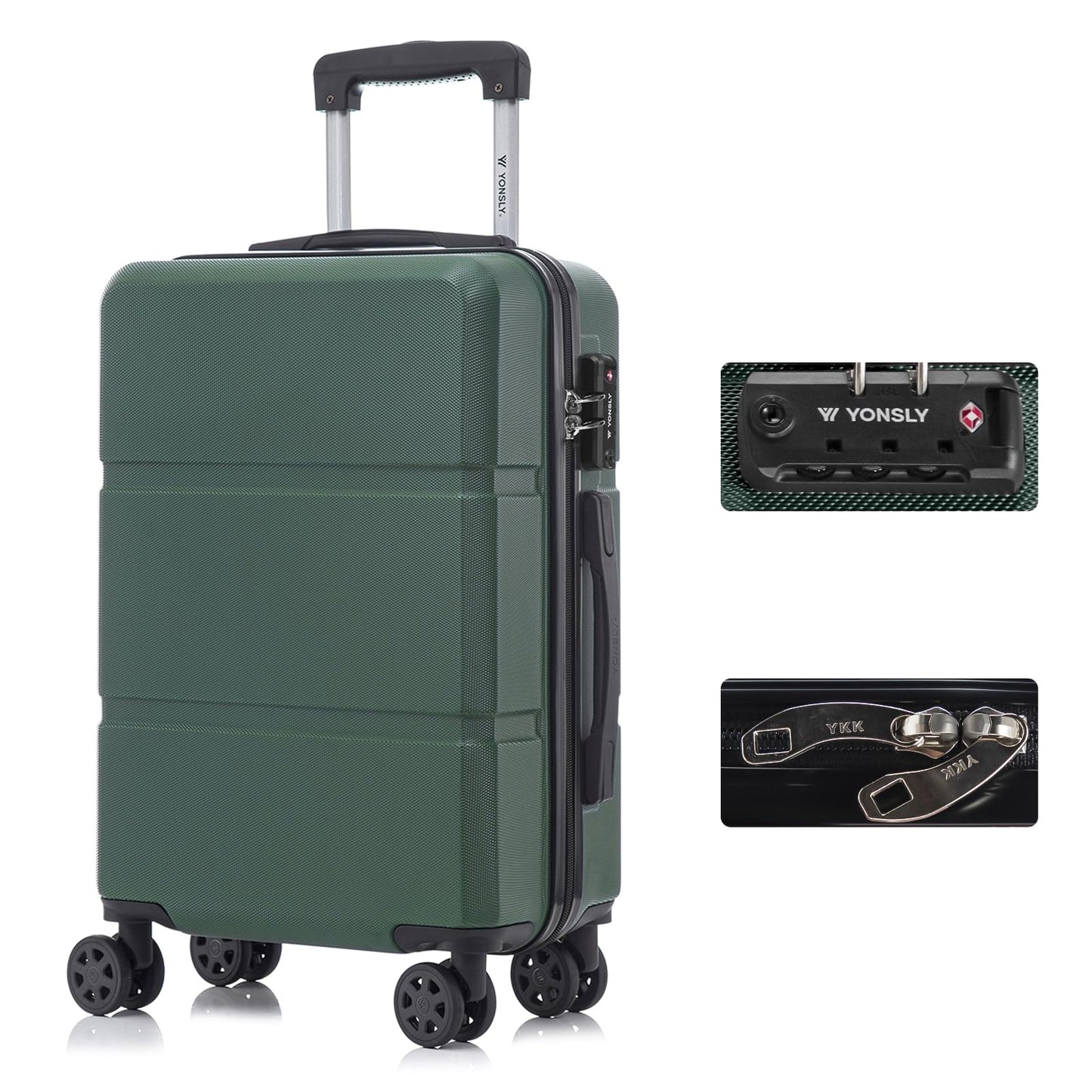 YONSLY® Premium Reisekoffer TSA-Schloss,YKK-Reißverschluss Hartschalen-Koffer Trolley Kabinenkoffer Rollkoffer Suitcase Handgepäck 4 Rollen