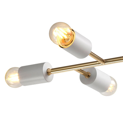 LQWELL® Chandelier Industrial Ceiling Light, Modern Chandelier E14 Kitchen Lamp Bedroom Lamp for Living Room Bedroom Kitchen, 6-Light, Gold White, No Bulb