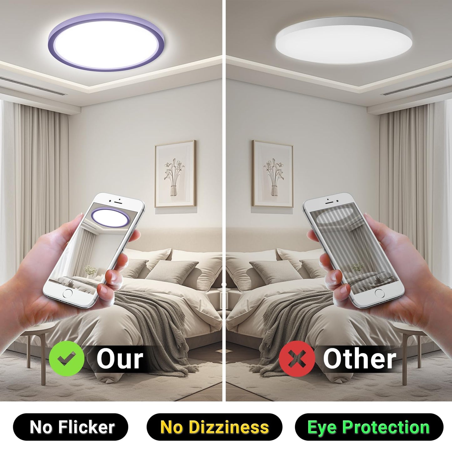 LQWELL® Ceiling Light LED Ceiling Lamp, IP44 Waterproof Bathroom Lamp Round Flat 23W 6000K 2400LM Modern Simple Lamp Thin for Living Room Bathroom Bedroom Kitchen Balcony Basement Office, 300 * 25mm