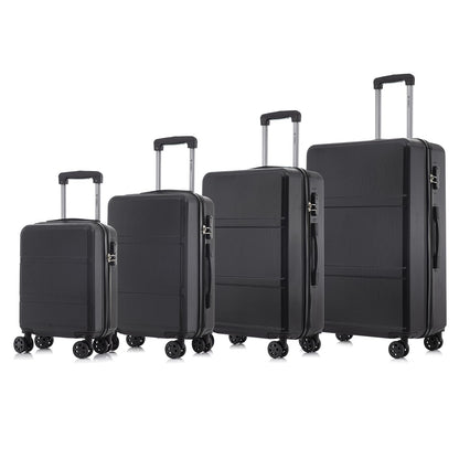 YONSLY® Trolley Travel Suitcase Set, Roller Suitcase Carry-on Luggage, Hard Shell Suitcase Set with 4 360° Wheels, Combination Lock, Soft Rubber Handle (4-Piece Set, S,M,L&XL)