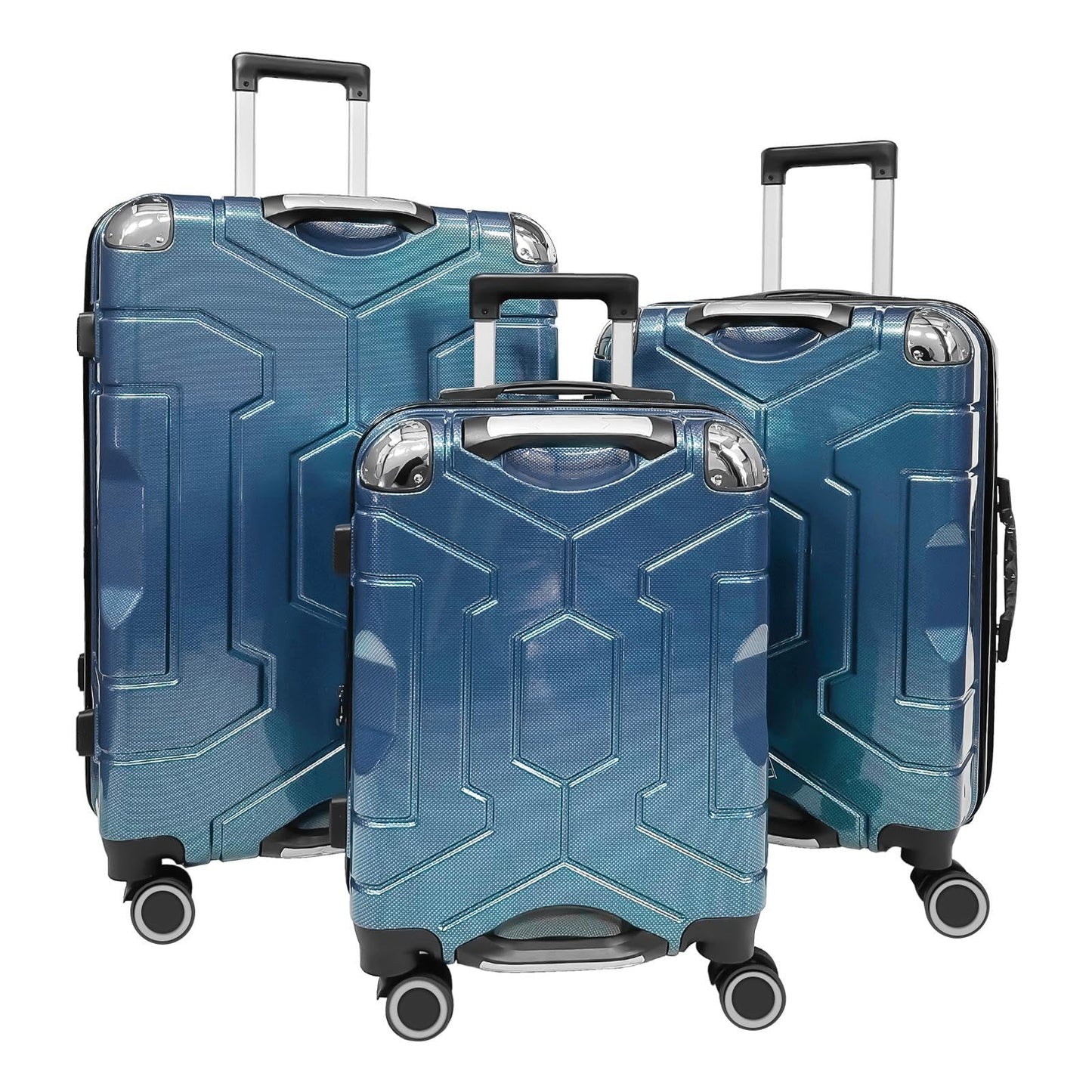 YONSLY® Koffer Suitcase Set, Trolley Reisekoffer, Rollkoffer Handgepäck mit 4 Rollen 360°, ABS Hartschalen, Sicherheitsschloss, Weicher Gummigriff, 210D-Futter (3er Set, M,L&XL)
