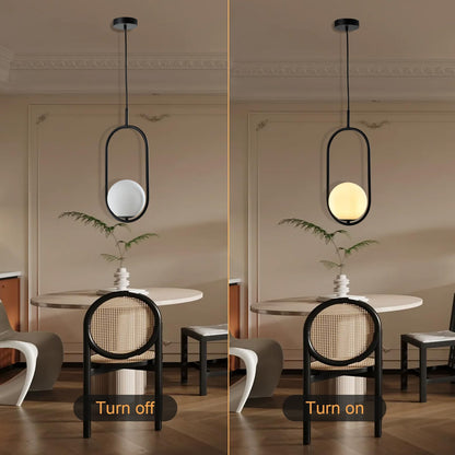 LQWELL® Globe Pendelleuchte G9 Hängeleuchte, Mid Century Modern Pendellampe Hängelampe Kronleuchter Kugelglas Lampenschirm für Küche Wohnzimmer Schlafzimmer Esszimmer, Metall Deckenlampe