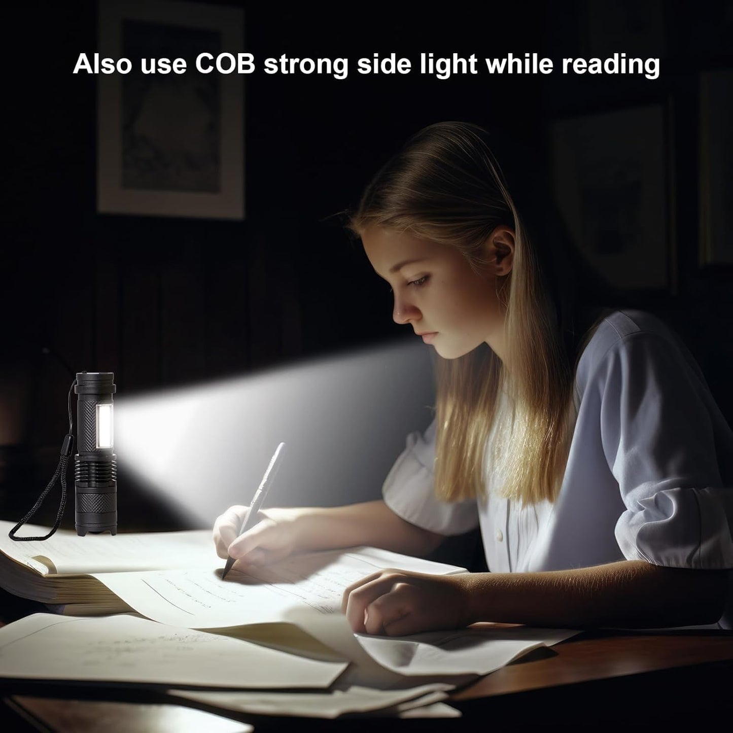 LQWELL® Mini LED Flashlight USB C Rechargeable, Zoomable and Portable with 3 Light Modes, Small Hand Flashlight for Camping, Hiking, Emergencies, Running, Cycling and Night Reading, available as 2/3/4 piece set
