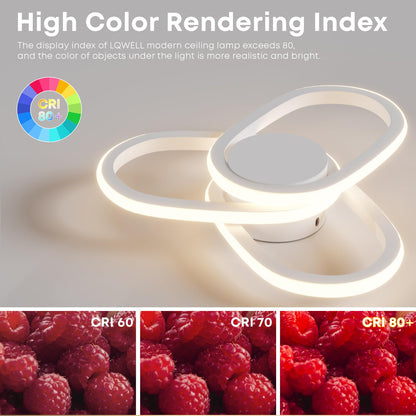 LQWELL Moderne LED Deckenleuchte, 40cm Kleeblatt Design Deckenlampe, 48W aus Metall und Acryl, IP44 Wasserfest für Schlafzimmer, Wohnzimmer, Badezimmer, Küche, Keller und Büro, erhältlich in 3000K, 4000K und 6500K