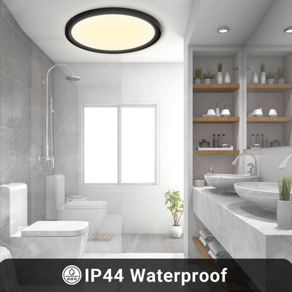 LQWELL® Ceiling Light LED Ceiling Lamp, IP44 Waterproof Bathroom Lamp Round Flat 23W 3000K 2400LM Modern Simple Lamp Thin for Living Room Bathroom Bedroom Kitchen Balcony Basement Office, 300 * 25mm