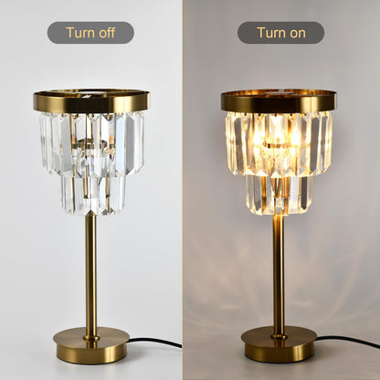 LQWELL® Tischlampe, Modern Minimalistisch Tischleuchte, Gold, Kristall E14 Nachttischlampe, Metall Schreibtischlampe Esstischlampe für Schlafzimmer Wohnzimmer, Keine Glühbirne