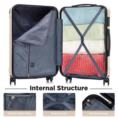 YONSLY® Premium Travel Suitcase TSA Lock, YKK Zipper Hardshell Suitcase Trolley Cabin Suitcase Rolling Suitcase Hand Luggage 4 Wheels