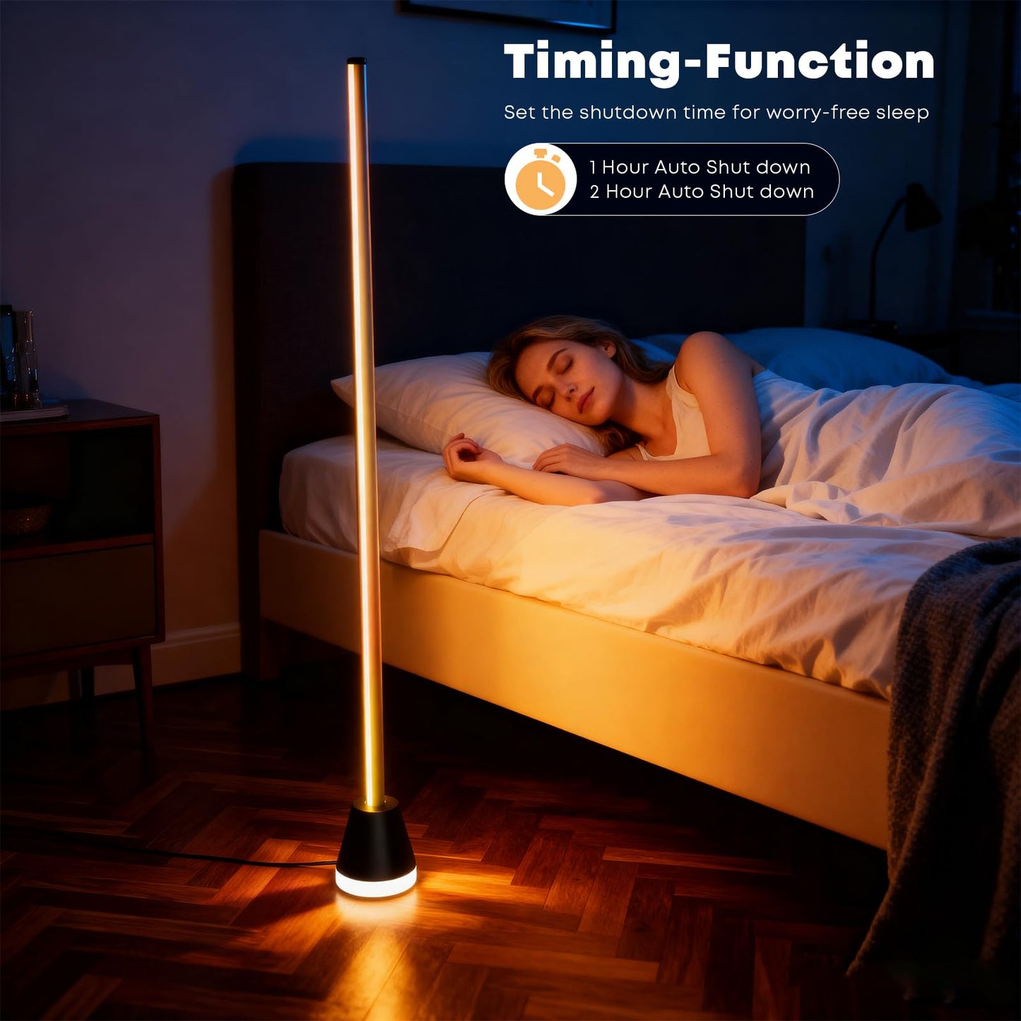 LQWELL® RGBIC LED Floor Lamp Dimmable, 150cm Corner Lamp with Remote Control and APP, 16 Million Colors Smart Standing Lamp with DIY and Music Mode, Timing Function for Living Room, Bedroom, Party