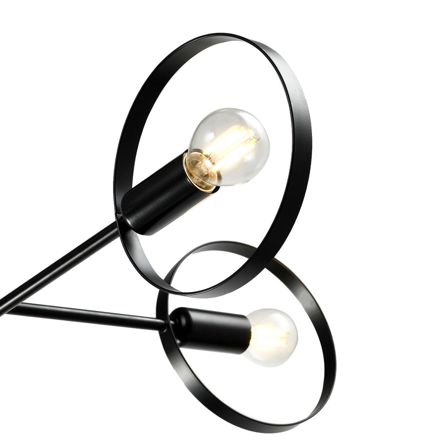 LQWELL® Chandelier 4-Light E14, Industrial Chandelier, Modern Pendant Light for Living Room Bedroom Dining Room Hallway Cafes Bar Studio, Metal Ceiling Lamp, Matte Black