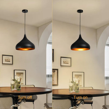 LQWELL® Modern Pendant Light E27, Minimalist Industrial Pendant Lamp Vintage Hanging Lamp for Kitchen Living Room Bedroom Dining Room Cafes, Metal Chandelier Ceiling Lamp, Black