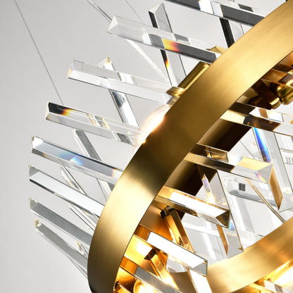 LQWELL® Kronleuchter 8-Licht E14, Industrie Chandelier, Modern Pendelleuchte Hängeleuchte für Wohnzimmer Schlafzimmer Esszimmer Gang Cafés Bar Studio, Kristall Deckenlampe, Champagner Gold