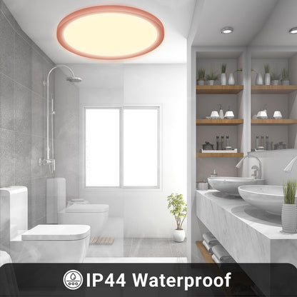 LQWELL® Ceiling Light LED Ceiling Lamp, IP44 Waterproof Bathroom Lamp Round Flat 23W 3000K 2400LM Modern Simple Lamp Thin for Living Room Bathroom Bedroom Kitchen Balcony Basement Office, 300 * 25mm