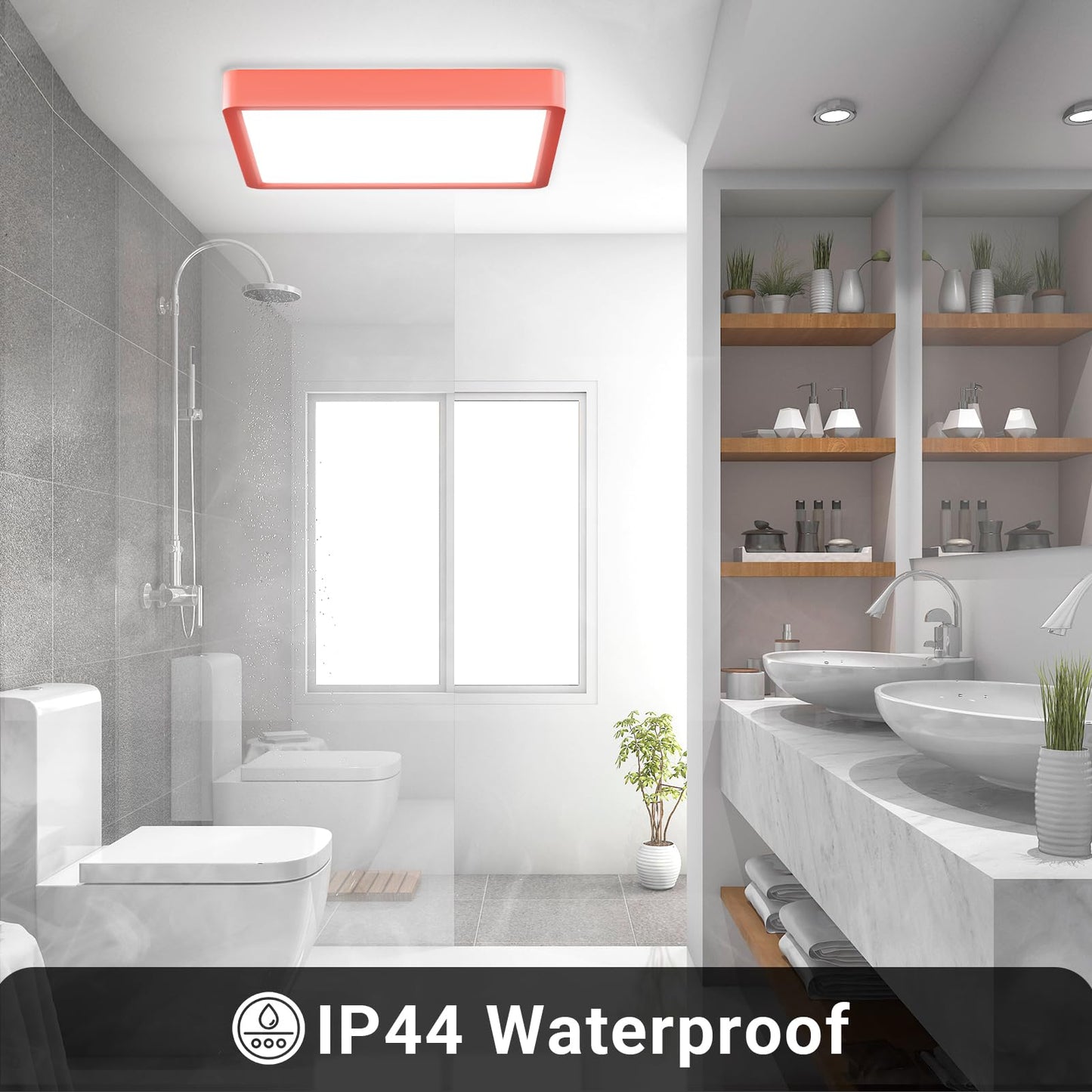 LQWELL® Ceiling Light LED Ceiling Lamp, IP44 Waterproof Bathroom Lamp Square Flat 23W 6000K 2400LM Modern Simple Lamp Thin for Living Room Bathroom Bedroom Kitchen Balcony Basement Office, 300 * 25mm