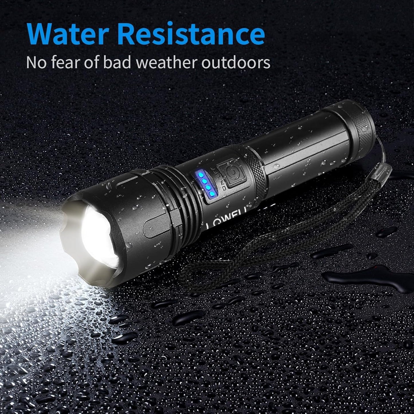 LQWELL® Taschenlampe LED USB C Aufladbar, Extrem Helle Zoombares Taktische Taschenlampen mit 5 Lichtmodi, Einstellbare Helligkeit, Wasserdichte Flashlight für Camping, Wandern, Outdoor, 2 Stück