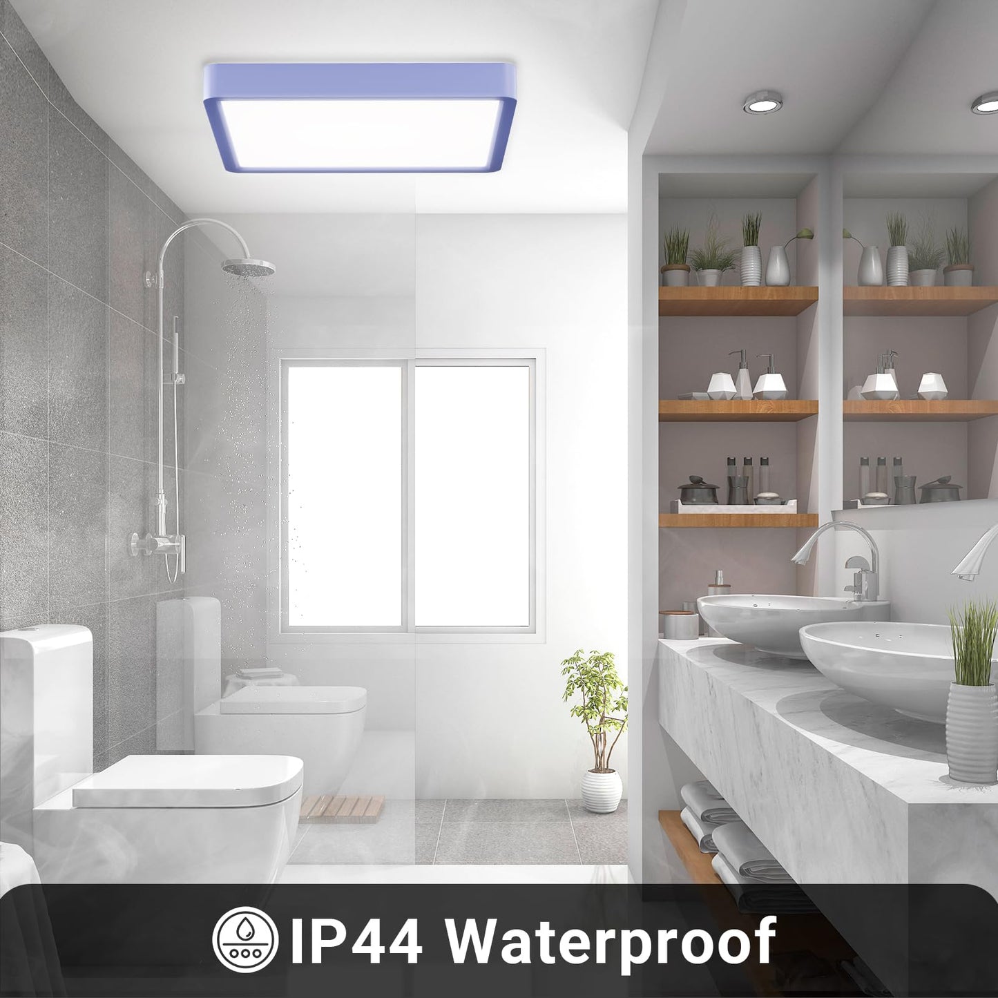 LQWELL® Ceiling Light LED Ceiling Lamp, IP44 Waterproof Bathroom Lamp Square Flat 23W 6000K 2400LM Modern Simple Lamp Thin for Living Room Bathroom Bedroom Kitchen Balcony Basement Office, 300 * 25mm