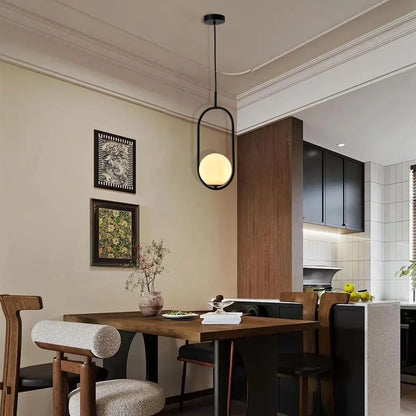 LQWELL® Globe Pendelleuchte G9 Hängeleuchte, Mid Century Modern Pendellampe Hängelampe Kronleuchter Kugelglas Lampenschirm für Küche Wohnzimmer Schlafzimmer Esszimmer, Metall Deckenlampe