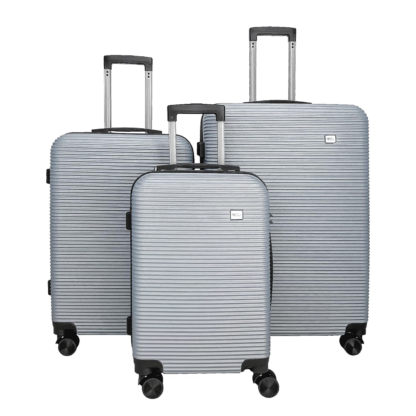 YONSLY® Suitcase Set, Trolley Travel Suitcase, Spinner Carry-on Luggage with 4 360° Wheels, ABS Hardshell, Security Lock, Soft Rubber Handle, 210D Lining (3-piece Set, M,L&XL)