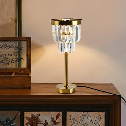 LQWELL® Tischlampe, Modern Minimalistisch Tischleuchte, Gold, Kristall E14 Nachttischlampe, Metall Schreibtischlampe Esstischlampe für Schlafzimmer Wohnzimmer, Keine Glühbirne