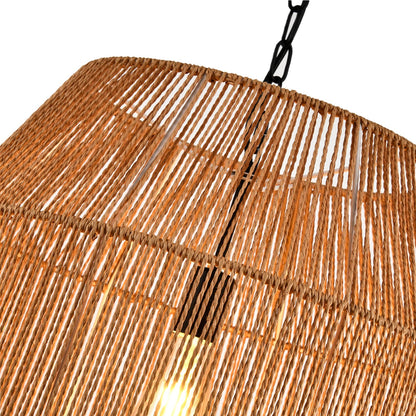 LQWELL® E27 Pendant Lamp, Retro Pendant Light 1-Bulb, Linen Black Brown Chandelier for Living Room Bedroom Dining Room Bar Hotel Shop Studio Cafes