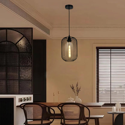 LQWELL® Pendelleuchte E27 Hängeleuchte, Retro Vintage Pendellampe Hängelampe Modern Industrielle Deckenlampe für Küche Wohnzimmer Schlafzimmer Esszimmer, 1,5 M höhenverstellbar, Schwarz