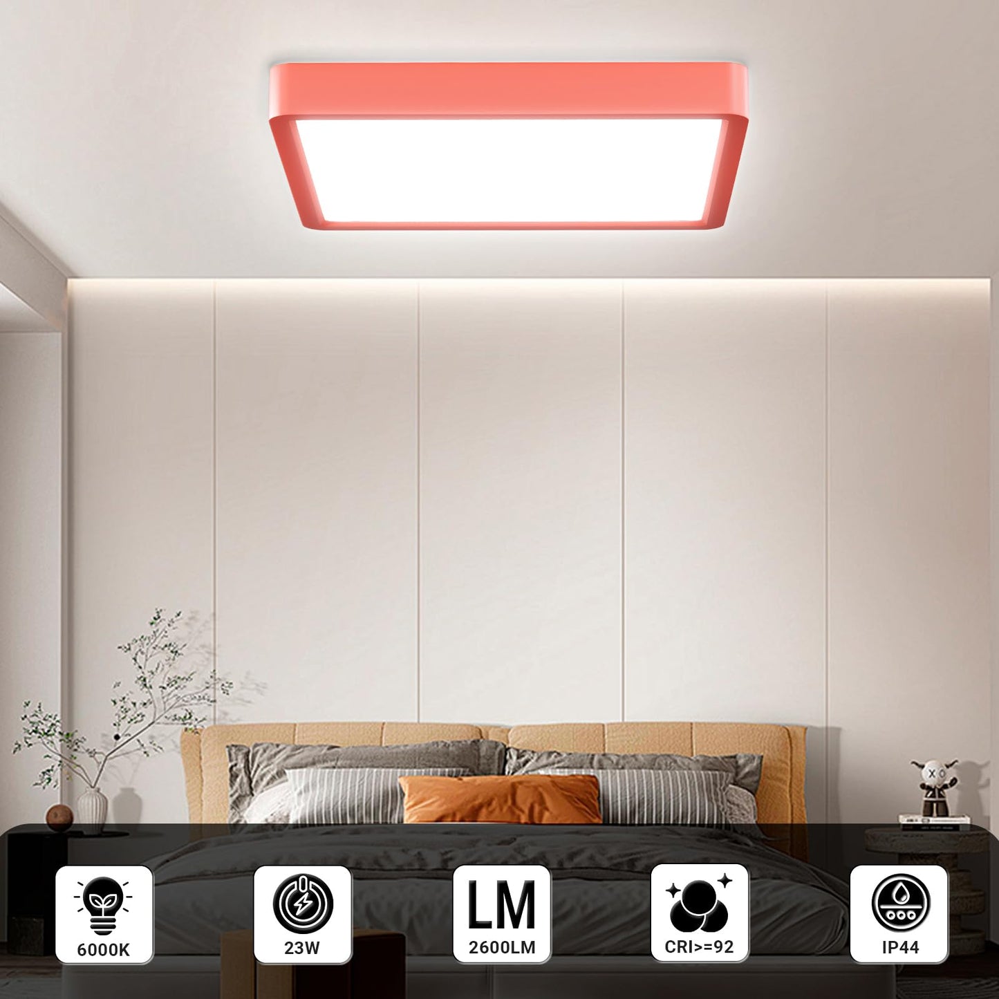 LQWELL® Ceiling Light LED Ceiling Lamp, IP44 Waterproof Bathroom Lamp Square Flat 23W 6000K 2400LM Modern Simple Lamp Thin for Living Room Bathroom Bedroom Kitchen Balcony Basement Office, 300 * 25mm
