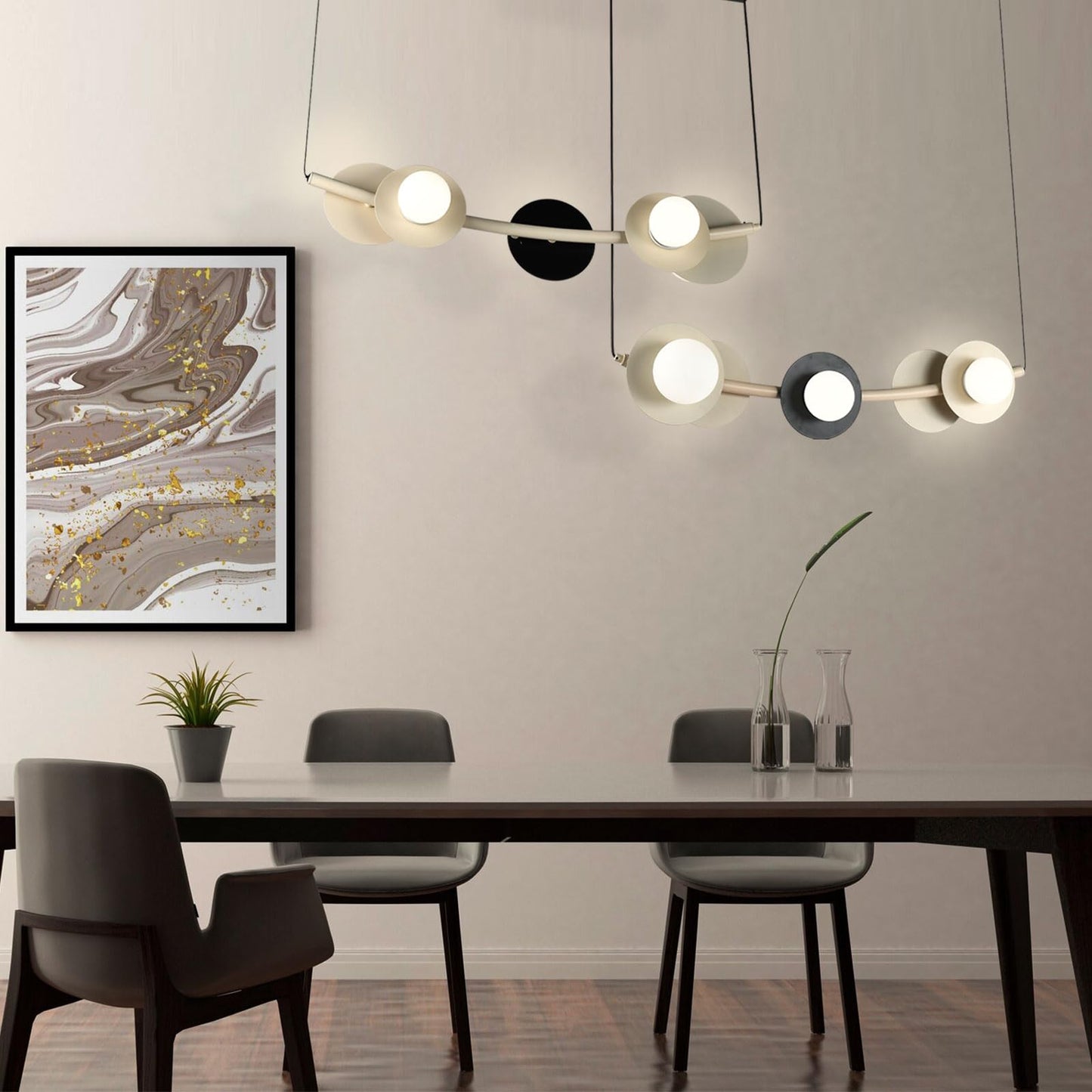 LQWELL® Chandelier LED 45W, Industrial Chandelier, Modern Pendant Light Hanging Lamp Metal Ceiling Light for Living Room Bedroom Dining Room Hallway Cafes Bar Studio
