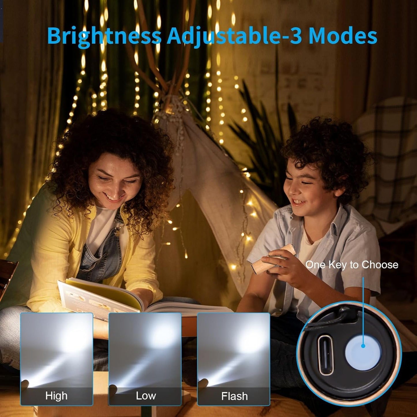 LQWELL® Mini Flashlight USB C Rechargeable, Small Flashlight with 3 Light Modes, Aluminum Portable Hand Flashlight with Wooden Shell for Camping, Hiking, Emergency, Jogging, Night Reading, Available as 2/3/4 Piece Set