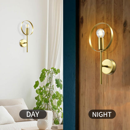 LQWELL® E14 Wall Light, Indoor Wall Lamp 1-Bulb Wall Lighting Wall Spotlight in Modern Industrial Style, for Bedroom Living Room Studio Hotel Staircase, Gold, Bulb not included