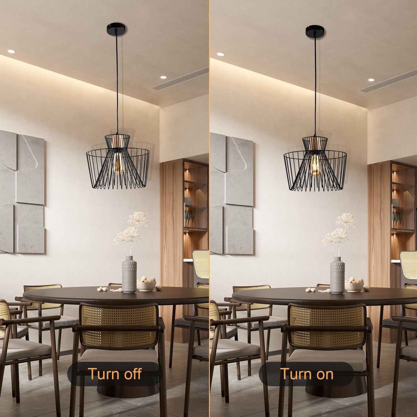 LQWELL® Pendant Light E27 Hanging Lamp, Retro Vintage Pendant Lamp Hanging Lamp Lotus Leaf Shape Streamline Modern Industrial Ceiling Lamp for Kitchen Living Room 1.5M Height Adjustable, Black