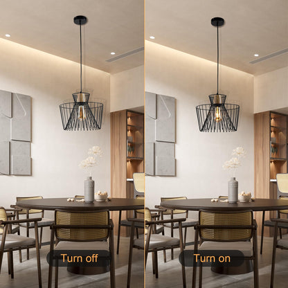 LQWELL® Pendant Light E27 Hanging Lamp, Retro Vintage Pendant Lamp Hanging Lamp Lotus Leaf Shape Streamline Modern Industrial Ceiling Lamp for Kitchen Living Room 1.5M Height Adjustable, Black