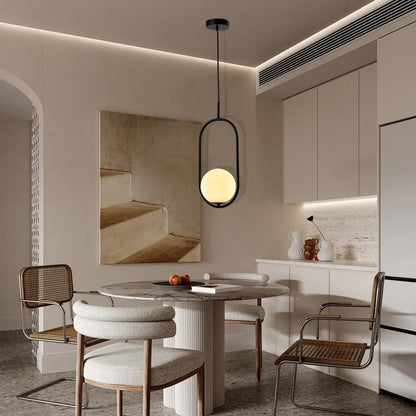 LQWELL® Globe Pendelleuchte G9 Hängeleuchte, Mid Century Modern Pendellampe Hängelampe Kronleuchter Kugelglas Lampenschirm für Küche Wohnzimmer Schlafzimmer Esszimmer, Metall Deckenlampe
