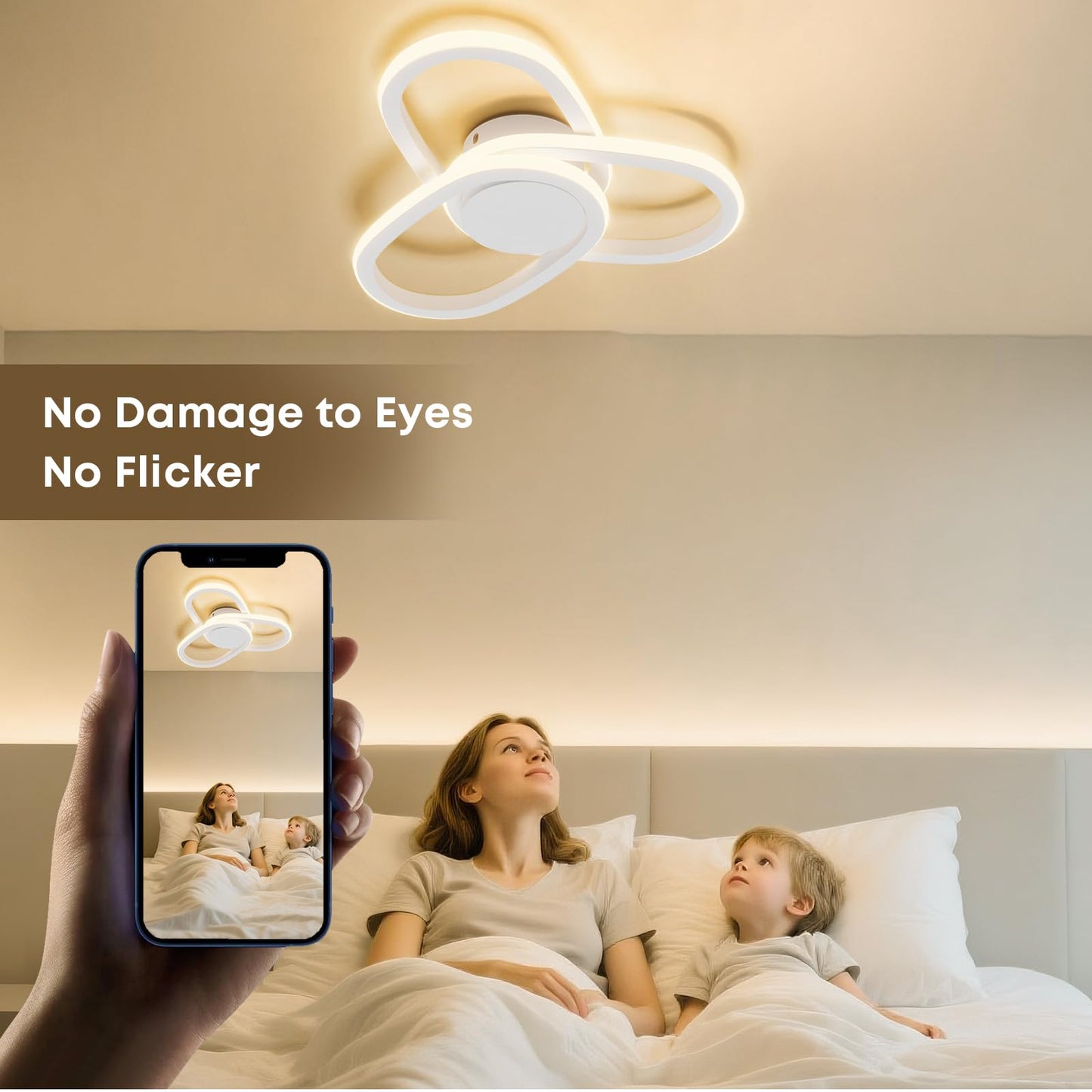 LQWELL Moderne LED Deckenleuchte, 40cm Kleeblatt Design Deckenlampe, 48W aus Metall und Acryl, IP44 Wasserfest für Schlafzimmer, Wohnzimmer, Badezimmer, Küche, Keller und Büro, erhältlich in 3000K, 4000K und 6500K