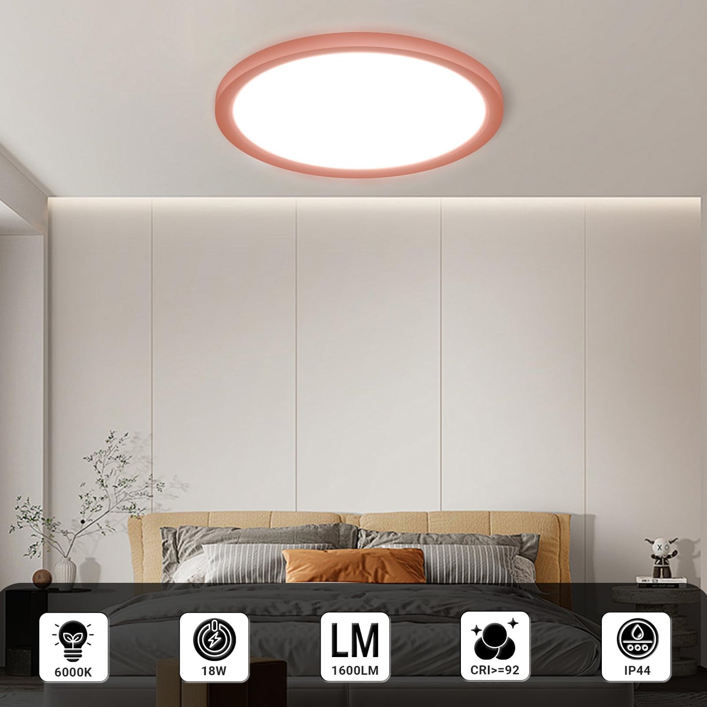 LQWELL® Ceiling Light LED Ceiling Lamp, IP44 Waterproof Bathroom Lamp Round Flat 23W 6000K 2400LM Modern Simple Lamp Thin for Living Room Bathroom Bedroom Kitchen Balcony Basement Office, 300 * 25mm