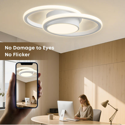 LQWELL® Modern LED Ceiling Light, 40cm 2-Ring Design Ceiling Lamp, 48W made of Metal and Acrylic, IP44 Waterproof for Bedroom, Living Room, Bathroom, Kitchen, Basement and Office, available in 3000K, 4000K and 6500K