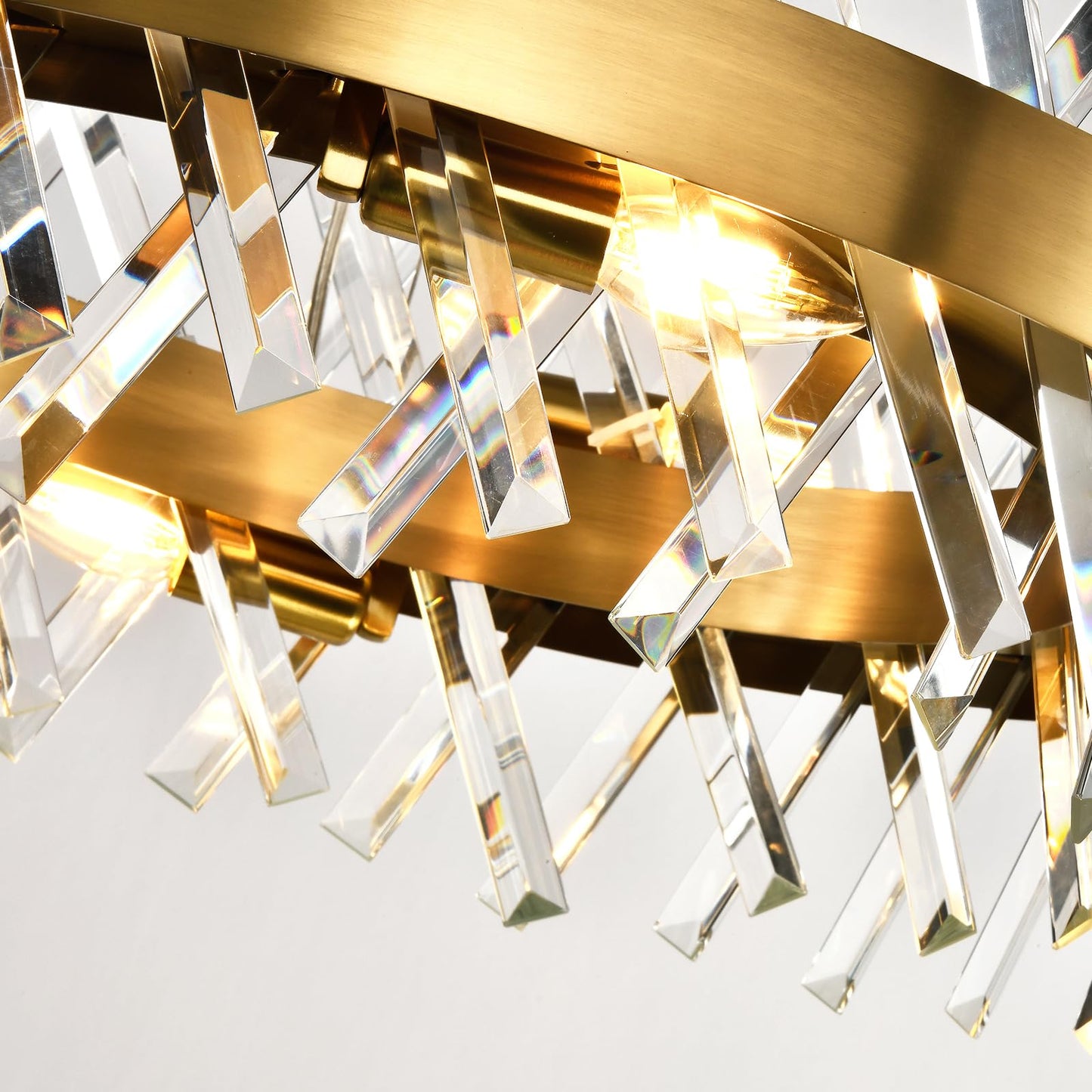 LQWELL® Kronleuchter 8-Licht E14, Industrie Chandelier, Modern Pendelleuchte Hängeleuchte für Wohnzimmer Schlafzimmer Esszimmer Gang Cafés Bar Studio, Kristall Deckenlampe, Champagner Gold