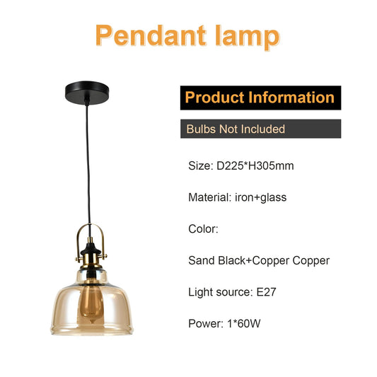 LQWELL® Modern Pendelleuchte Hängeleuchte E27, Minimalist Industrie Pendellampe Vintage Hängelampe für Küche Wohnzimmer Schlafzimmer Esszimmer Cafés, Glasabdeckung Kronleuchter Deckenlampe, Kupfer
