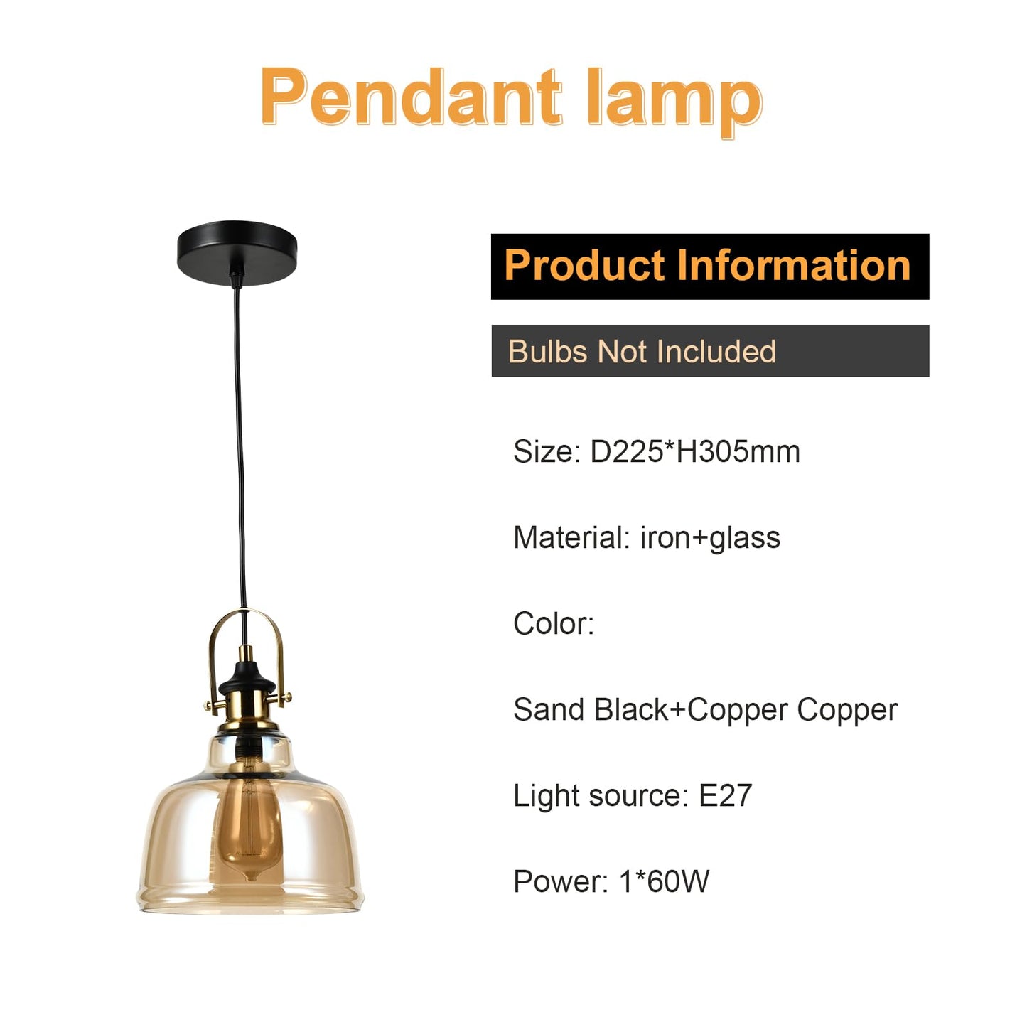 LQWELL® Modern Pendelleuchte Hängeleuchte E27, Minimalist Industrie Pendellampe Vintage Hängelampe für Küche Wohnzimmer Schlafzimmer Esszimmer Cafés, Glasabdeckung Kronleuchter Deckenlampe, Kupfer