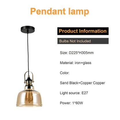 LQWELL® Modern Pendelleuchte Hängeleuchte E27, Minimalist Industrie Pendellampe Vintage Hängelampe für Küche Wohnzimmer Schlafzimmer Esszimmer Cafés, Glasabdeckung Kronleuchter Deckenlampe, Kupfer