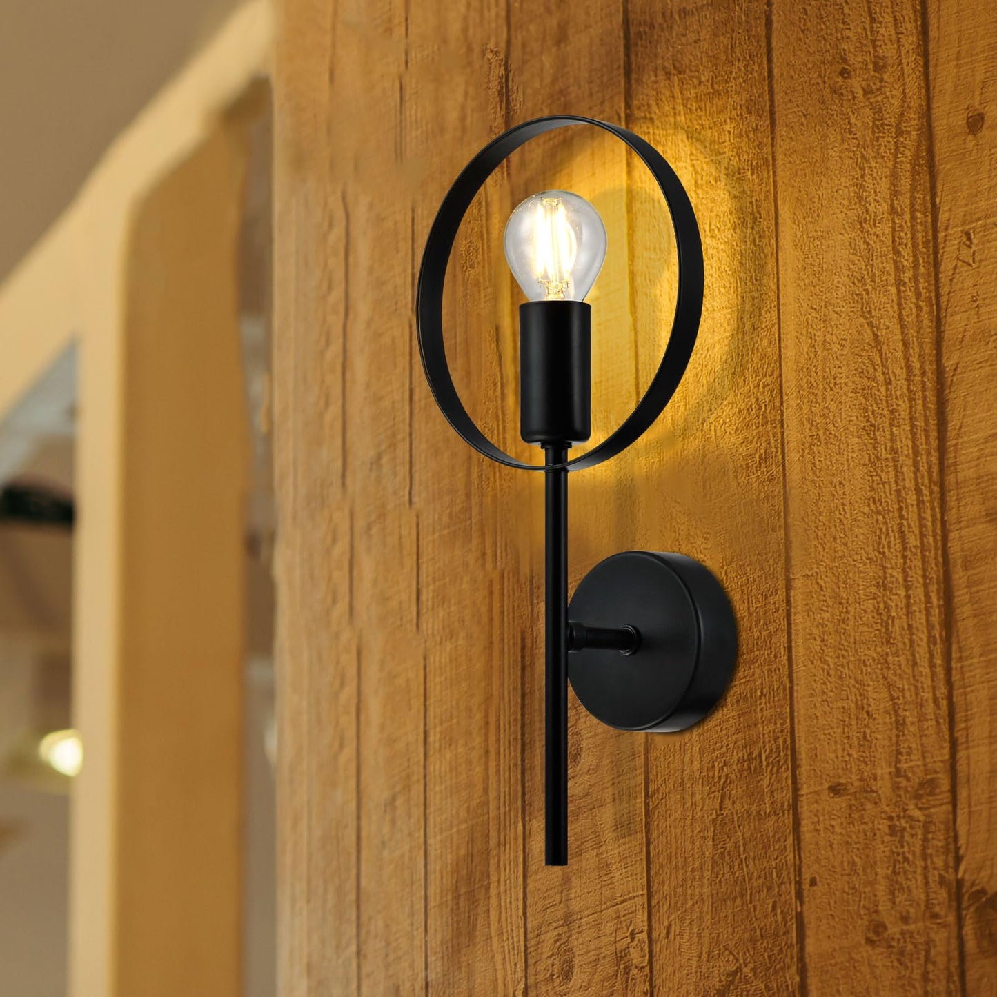 LQWELL® E14 Wall Light, Indoor Wall Lamp 1-Bulb Wall Lighting Wall Spot in Modern Industrial Style, for Bedroom Living Room Studio Hotel Staircase, Matte Black, Bulb Not Included