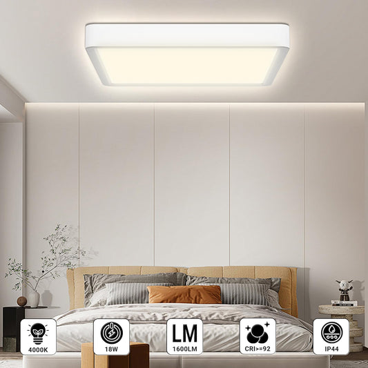 LQWELL® Ceiling Light LED Ceiling Lamp, IP44 Waterproof Bathroom Lamp Square Flat 23W 4000K 2400LM Modern Simple Lamp Thin for Living Room Bathroom Bedroom Kitchen Balcony Basement Office, 300 * 25mm