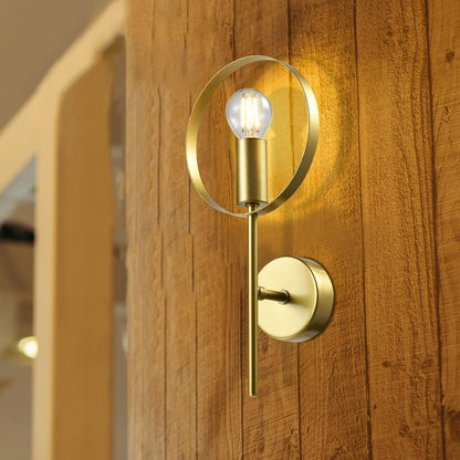 LQWELL® E14 Wall Light, Indoor Wall Lamp 1-Bulb Wall Lighting Wall Spotlight in Modern Industrial Style, for Bedroom Living Room Studio Hotel Staircase, Gold, Bulb not included
