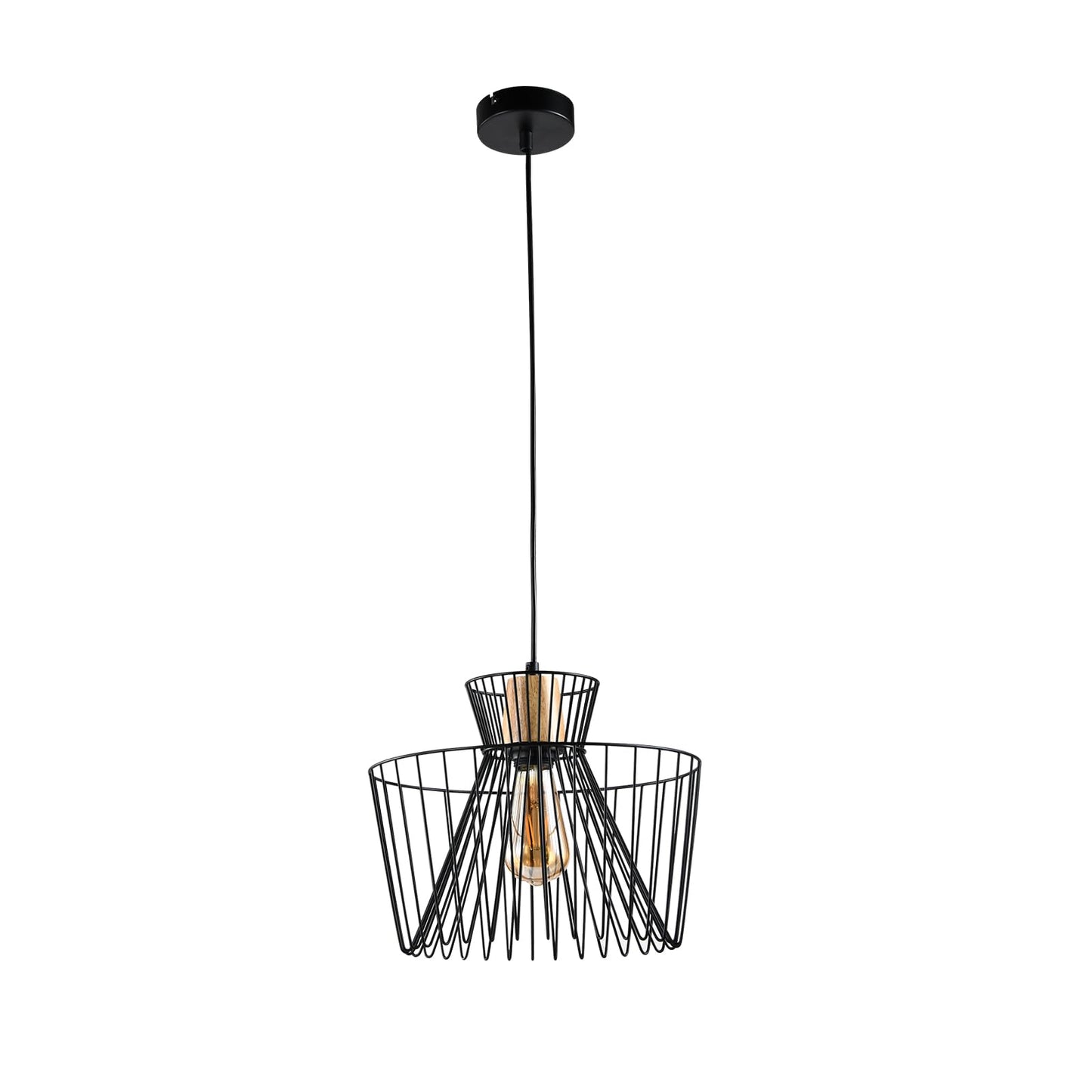 LQWELL® Pendant Light E27 Hanging Lamp, Retro Vintage Pendant Lamp Hanging Lamp Lotus Leaf Shape Streamline Modern Industrial Ceiling Lamp for Kitchen Living Room 1.5M Height Adjustable, Black