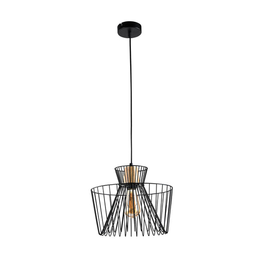 LQWELL® Pendant Light E27 Hanging Lamp, Retro Vintage Pendant Lamp Hanging Lamp Lotus Leaf Shape Streamline Modern Industrial Ceiling Lamp for Kitchen Living Room 1.5M Height Adjustable, Black