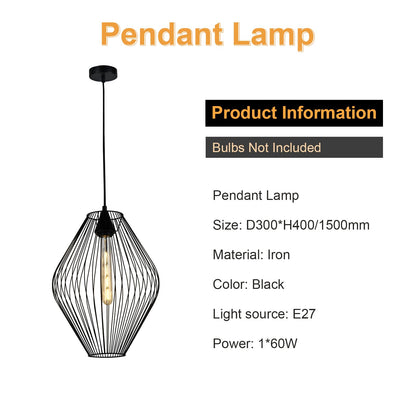 LQWELL® Retro Pendelleuchte E27 Hängeleuchte, Vintage Pendellampe Hängelampe Modern Industrielle Deckenlampe für Küche Wohnzimmer Schlafzimmer Esszimmer, 1,5 M höhenverstellbar, Schwarz