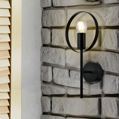 LQWELL® E14 Wall Light, Indoor Wall Lamp 1-Bulb Wall Lighting Wall Spot in Modern Industrial Style, for Bedroom Living Room Studio Hotel Staircase, Matte Black, Bulb Not Included